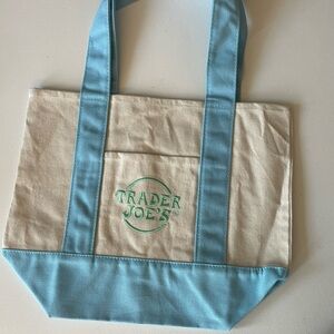 1 Trader Joes Mini Pastel Canvas Tote Bags NWT